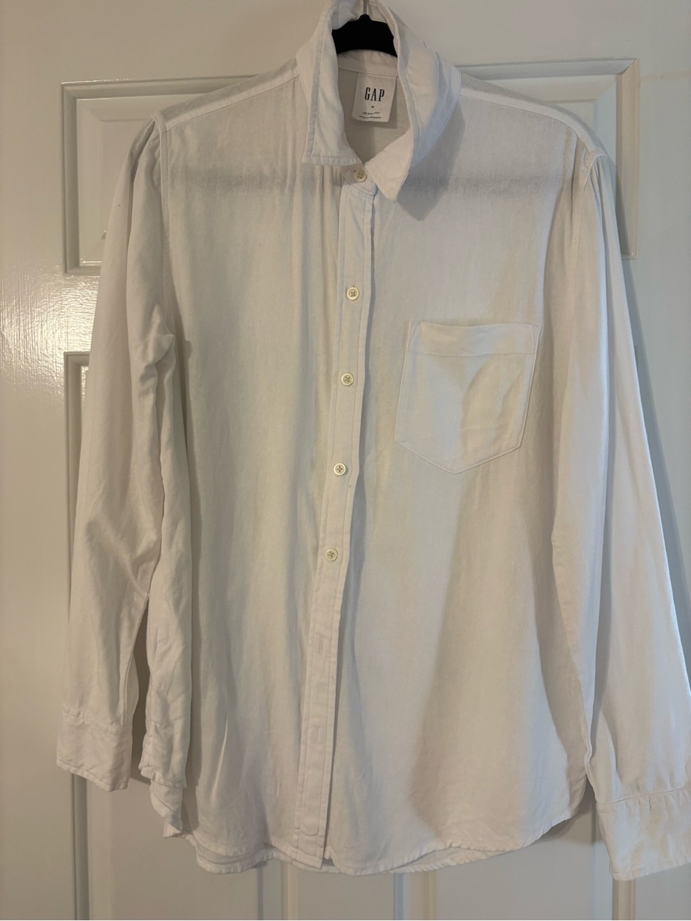 GAP White Linen-Blend Easy Button-Down Shirt - Picture 7 of 9